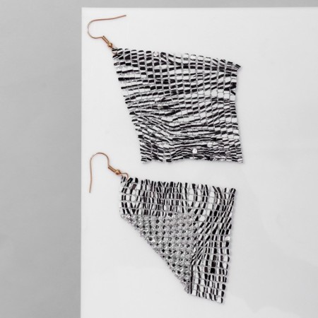 Hanging "rhombus" chain mail, zebra, white-black color, 9 cm-1