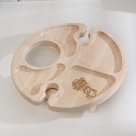 Table - a tray with a menage and folding legs "I kiss better than I cook" d = 30x2 cm,-9