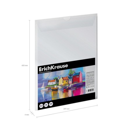 Paper for drawing A3, 30 sheets, block 120 g/m², Erichkrause "Art Spirit", 100% white, in a plastic folder-1