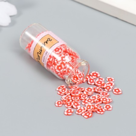Decor for creativity Plastic "Flower. Red-white petunia" set 8 g 5x2x2 cm-1