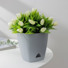 Pot for flowers with a basal watering amsterdam, 1.35 l, d = 14 cm, h = 13 cm, color gray color