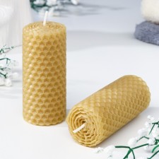 A set of candles from honey wax with the addition of Eucalyptus essential oil 8 cm, 2 pcs