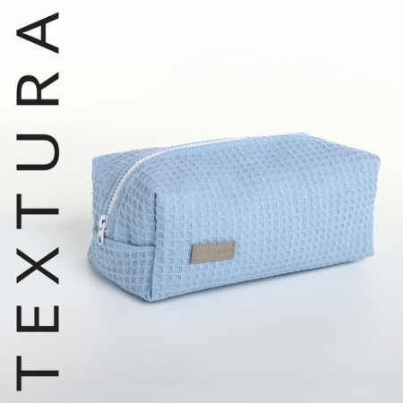 Textura zipper cosmetic bag, blue color