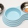 Metal dual bowl on a plastic base 2 x 160 ml, 25 x 14 x 5 cm, blue
