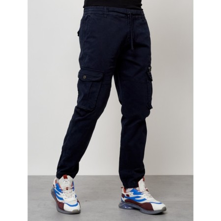 Cargo jeans men, size 44, dark blue color-6