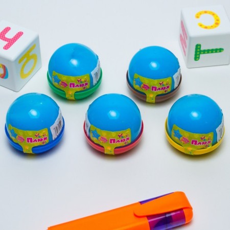 Slime "Plus", with balls, blue capsule 40 g