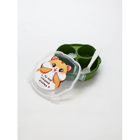 Lunch - boxing with sections and spoon "Sweet Bun", 18 x 18 x 5 cm-1