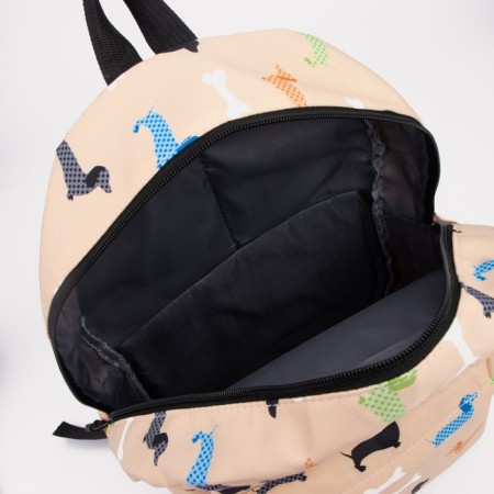 School backpack from lightning textiles, external pocket, pencil case, beige color-5