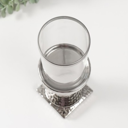 Ceramics candlestick, glass for 1 candle "Monti" d = 7.5 cm silver 9x9x31.5 cm-3