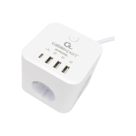 Network filter Cablexpert Cube Cube-3-CU3-W-1.5, 3P, 10A, 1XTYPE-C PD, 3XUSB, 1.5m, Ur. 4+ 1030904-2
