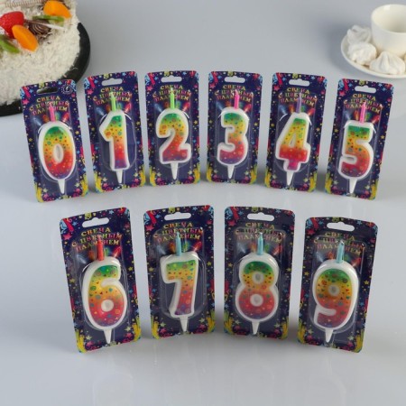 Show Box with candles for the cake numbers "Color Flame", 10.2 cm, 50 pieces-3