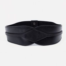 Women's belt on buttons, width 8 cm, black color