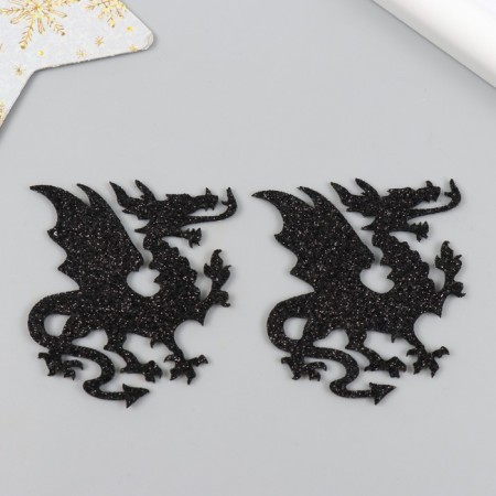 Glue -based Dragon Based Decor 5.5x6 cm, black set 2 pcs Foam Glitter-2