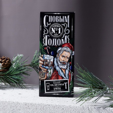 Gift set of cosmetics "Man No. 1", shaving gel 110 ml and razor, Hard Line-1
