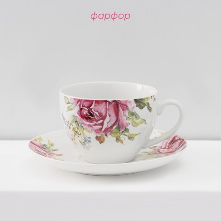 Service Porcelain Tea Daulaan "Rose", 12 objects: a cup 250 ml, a saucer d = 15 cm-1