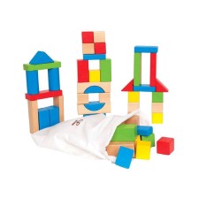 The designer is wooden, colored, 50 elements