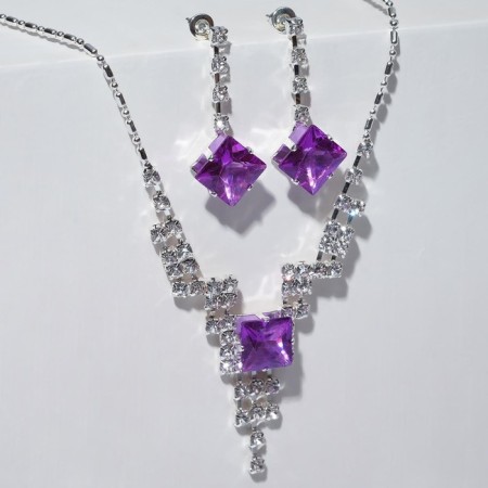 Set 2 objects: earrings, necklace "Light flirting", rhombics, color mix, 45 cm-7