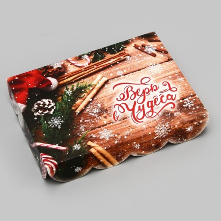 Cookie box, confectionery packaging, "believe in miracles", 14 x 10.5 x 2.5 cm, new year-2