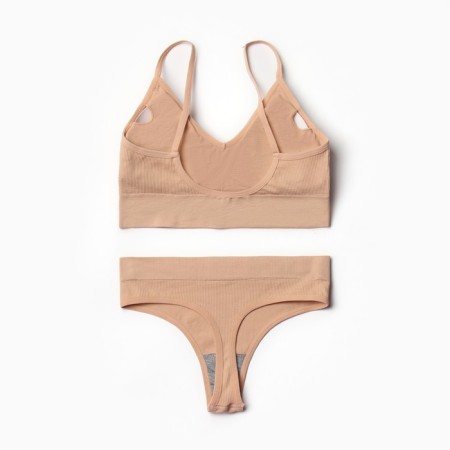 Female set (top, thongs), beige color, One size (42-46)-7
