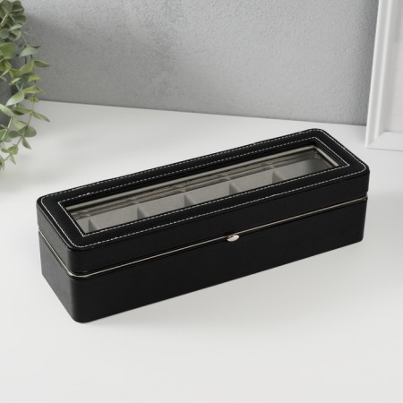 The casket to the leatherette to the clock 6 "Black" branches 9.5x30.5x8 cm