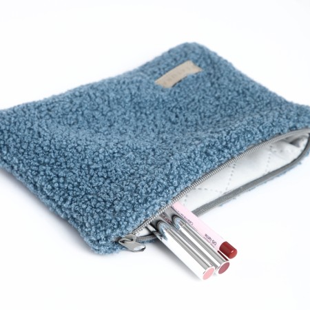 Cosmetic bag with lightning, textura, blue color-7