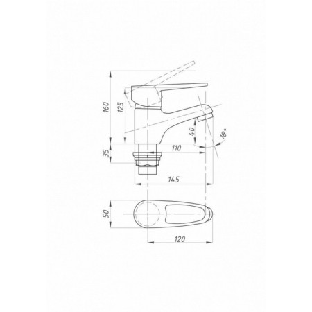 Fauzt FZS-940-126 shell mixer, single-leaf, short spout 110 mm, chrome-3