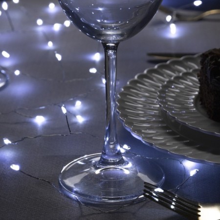 Girland "Mishura" 2 m Rosa, IP20, silver thread, 50 LED, white glow, CR2032x2-1