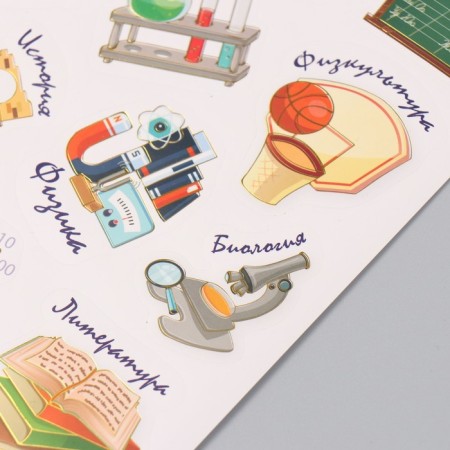 Stickers Paper "School objects" set 2 sheets 20x15 cm-4