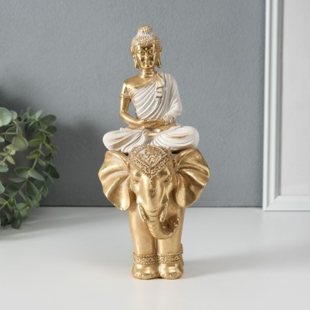 Souvenir Polystone "Buddha Shakyamuni on the Golden Elephant" 11x10x25 cm