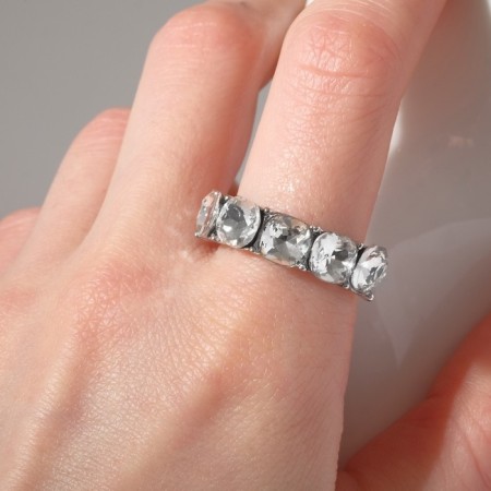 Ring "Jewel" soft squares, white color in silver, dimensionless-3