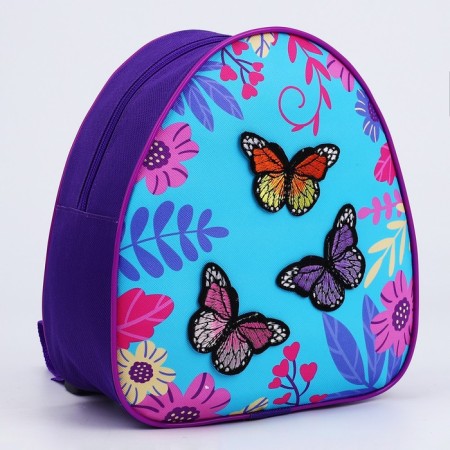 Baby backpack for a girl with a patch "Butterflies", 23x20.5 cm,-2