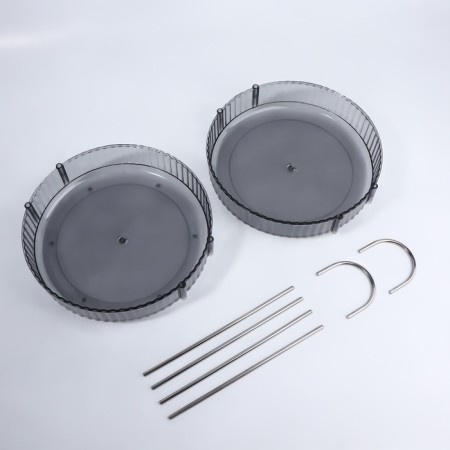 Organizer for storage, 2 sections, rotating, D - 23 × 33.5 cm, silver/translucent color/gray color-5