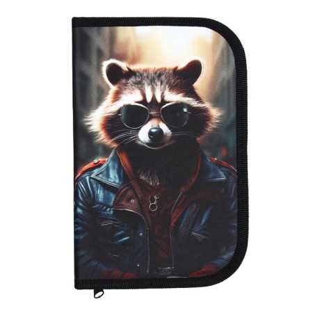 Penal 1 section, 130 x 210 x 40 mm, 2 folding strips, fabric, calligrata top, Content "raccoon"-1