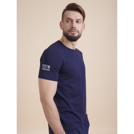 Male T-shirt, size m, dark blue color-1