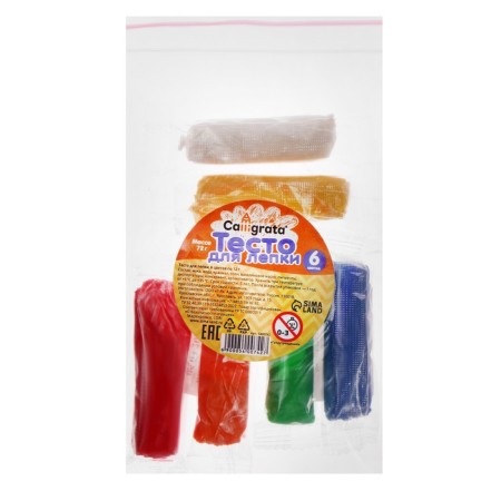 Modeling dough 6 colors, 72 g Calligrata (on a vegetable basis), a packet of zip-block