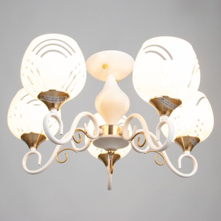 Chandelier "Patricia" 5x40W E27 white, gold 56x56x35cm-1