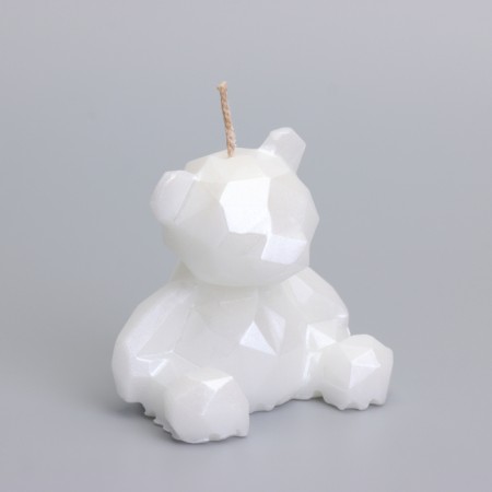 Candle decorative bear-border 7cm, pearl-1