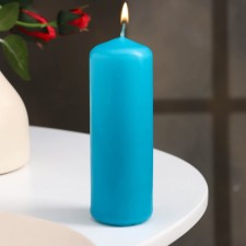Candle - cylinder, 4 × 12 cm, 15 hours, turquoise