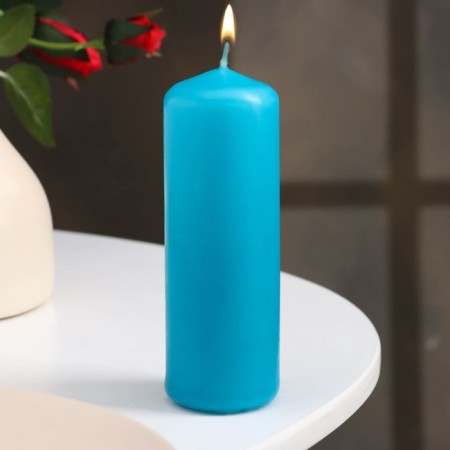 Candle - cylinder, 4 × 12 cm, 15 hours, turquoise