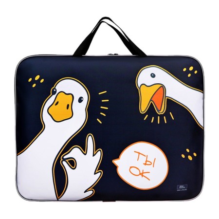 Folder for drawings and drawings A3, 470 x 350 x 20 mm, with handles, textile, calligrata "geese"-6