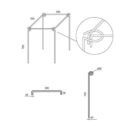 Builder, d = 50 cm, h = 70 cm, d = 0.5 cm, metal, green-3