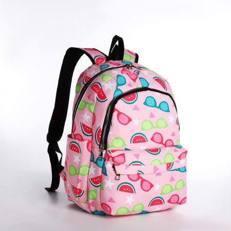 Youth backpack from textiles 2 of the lightning department, 3 pockets, pink color