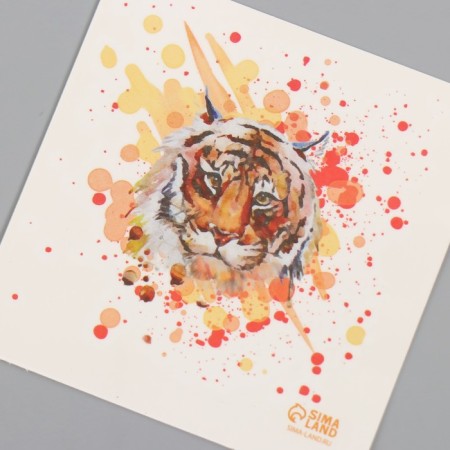 Tattoo on the body color "watercolor. Tiger" 6x6 cm-5