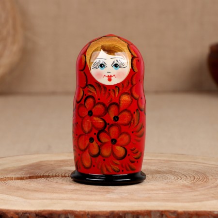 Nesting doll "Anyuta", red, 5-doll-2