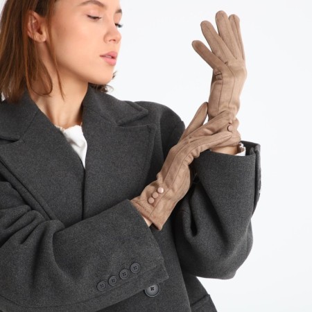 Gloves are female, dimensionless, without insulation, beige color-4