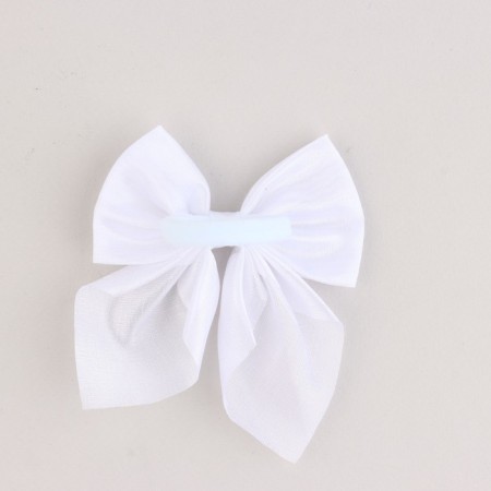 Hair bow White School "Cat" on the elastic band, 10x12 cm-3