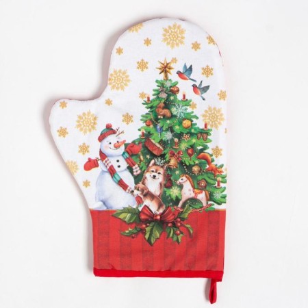 Kitchen "New Year's toys" mittens-output 20x28cm, 19x19cm selection, 100% cotton-1