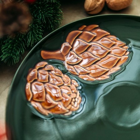 New Year. Ceramic "Winter Forest", 27 cm, green color-1