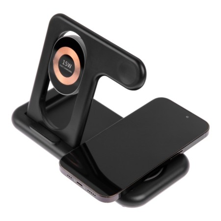 Wireless charger 3 in 1 Y36, 15 W, folding, backlight, USB, Type-C, black-3