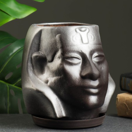 Kashpo - Organizer "Amenhotep" Cherno -Serebred, 1.8 l/ 17x15cm-1